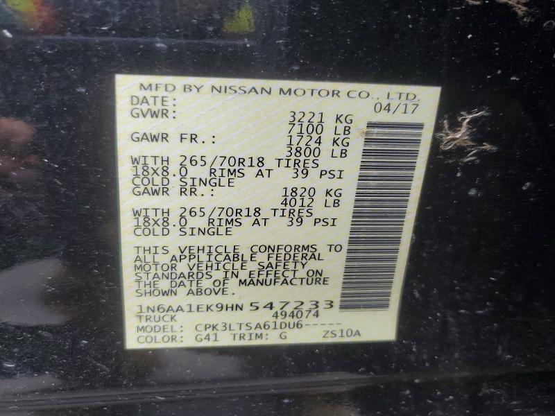 Продажа на аукционе авто 2017 Nissan Titan, vin: 1N6AA1EK9HN547233, номер лота: 49261166