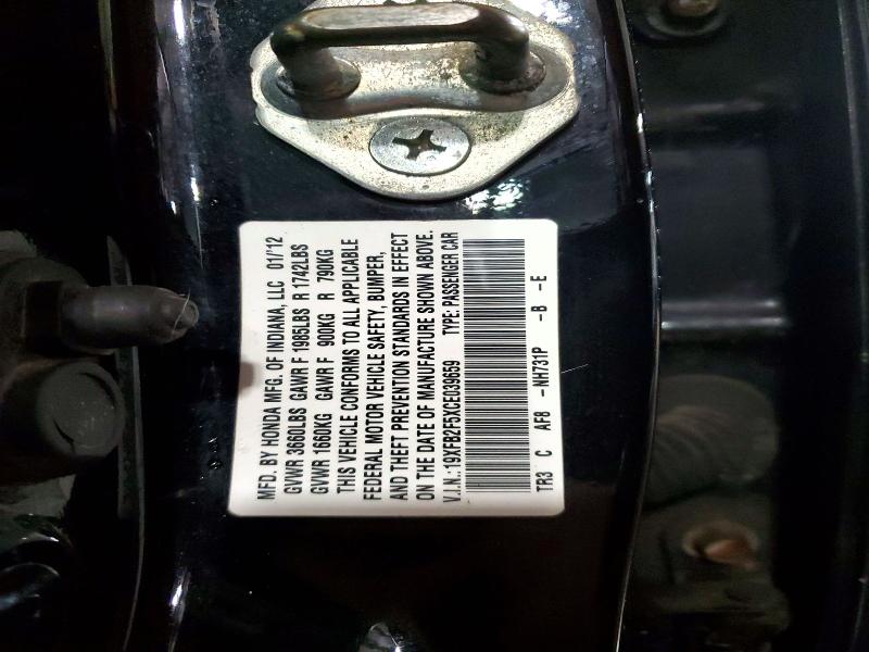 47984456 :رقم المزاد ، 19XFB2F5XCE039659 vin ، 2012 Honda Civic مزاد بيع