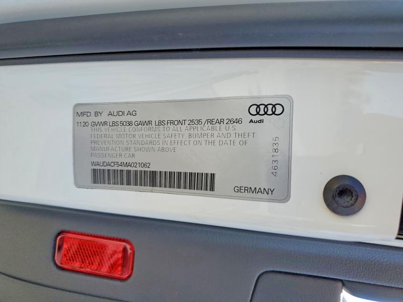 2021 Audi A5 Sport 40 Prem Qua მანქანა იყიდება აუქციონზე, vin: WAUDACF54MA021062, აუქციონის ნომერი: 48850556
