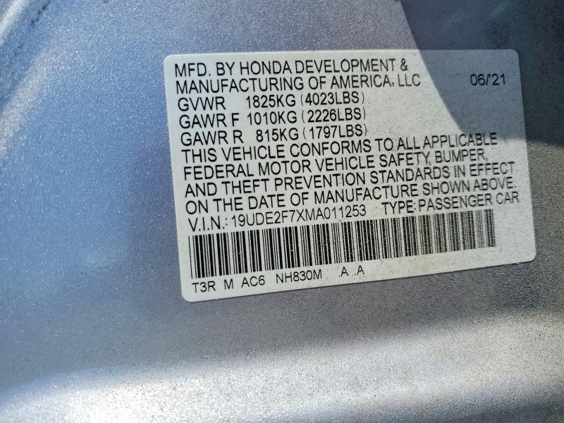 51472146 :رقم المزاد ، 19UDE2F7XMA011253 vin ، 2021 Acura Ilx مزاد بيع
