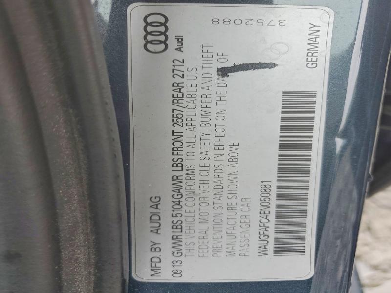 2014 Audi A6 მანქანა იყიდება აუქციონზე, vin: WAUGFAFC4EN050881, აუქციონის ნომერი: 51335056