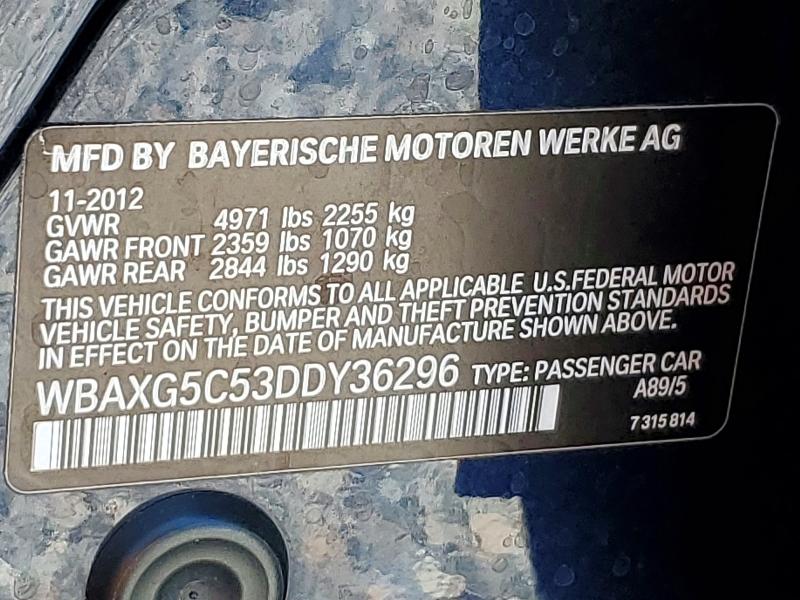Продажа на аукционе авто 2013 Bmw 528, vin: WBAXG5C53DDY36296, номер лота: 49865446