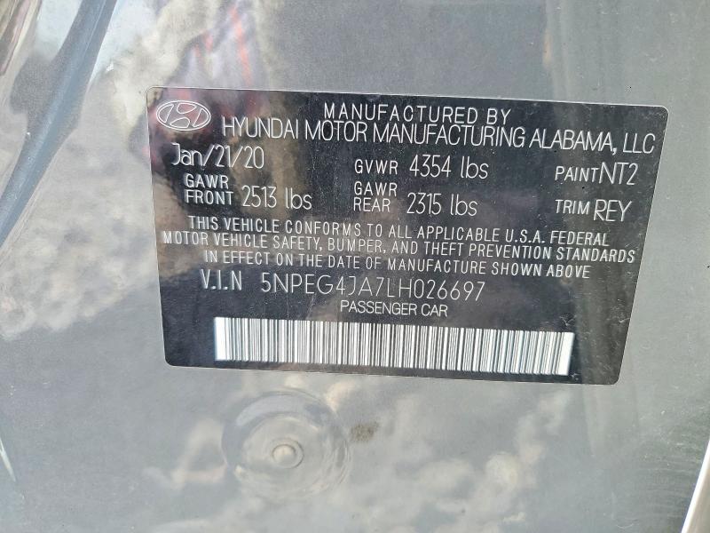 50411666 :رقم المزاد ، 5NPEG4JA7LH026697 vin ، 2020 Hyundai Sonata مزاد بيع