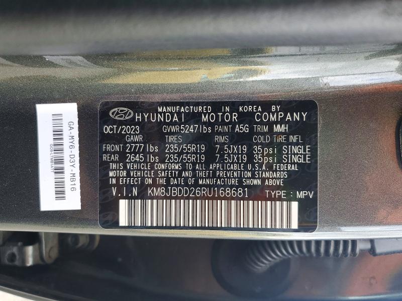 Aukcja sprzedaży 2024 Hyundai Tucson, vin: KM8JBDD26RU168681, numer aukcji: 50148706