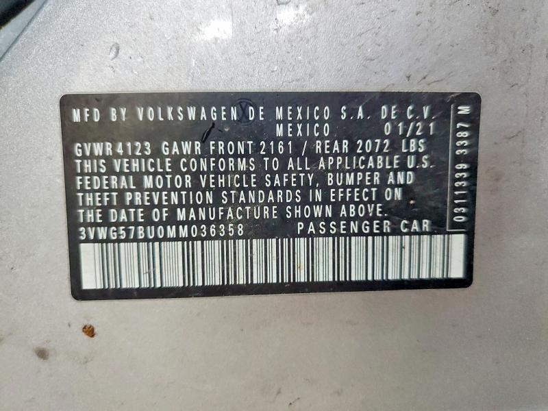 Aukcja sprzedaży 2021 Volkswagen Jetta, vin: 3VWG57BU0MM036358, numer aukcji: 50359366