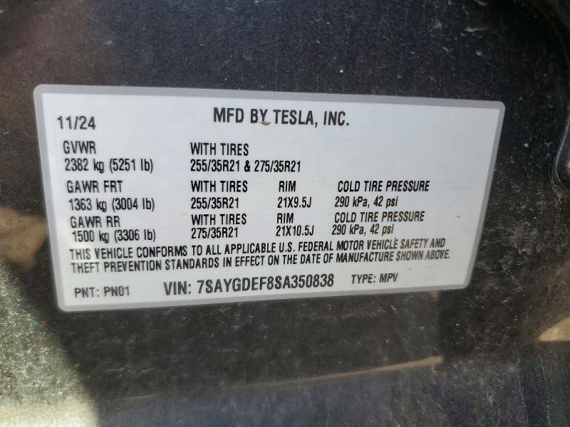 Aukcja sprzedaży 2025 Tesla Model Y, vin: 7SAYGDEF8SA350838, numer aukcji: 49742766