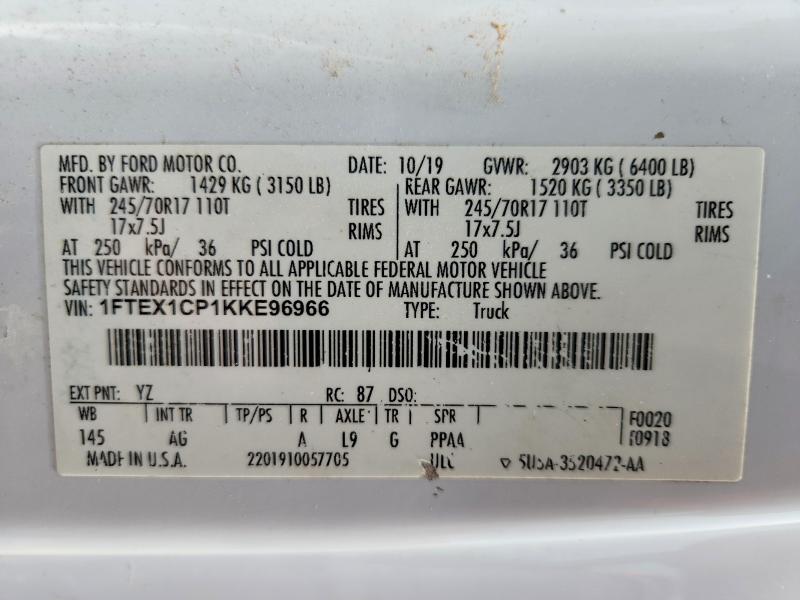 Aukcja sprzedaży 2019 Ford F150, vin: 1FTEX1CP1KKE96966, numer aukcji: 76400235