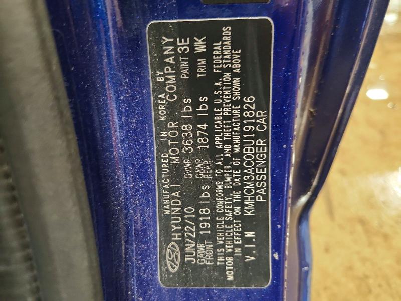 51278806 :رقم المزاد ، KMHCM3AC0BU191826 vin ، 2011 Hyundai Accent مزاد بيع