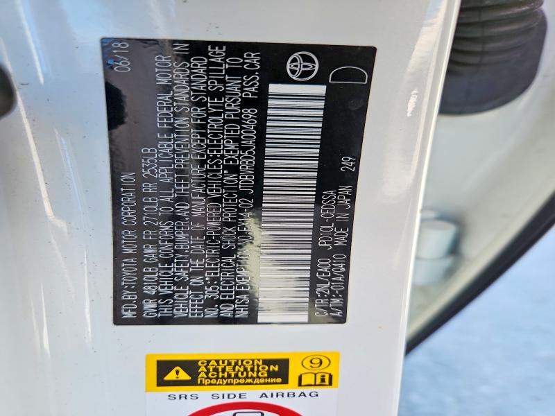 2018 Toyota Mirai მანქანა იყიდება აუქციონზე, vin: JTDBVRBD5JA004698, აუქციონის ნომერი: 41627876