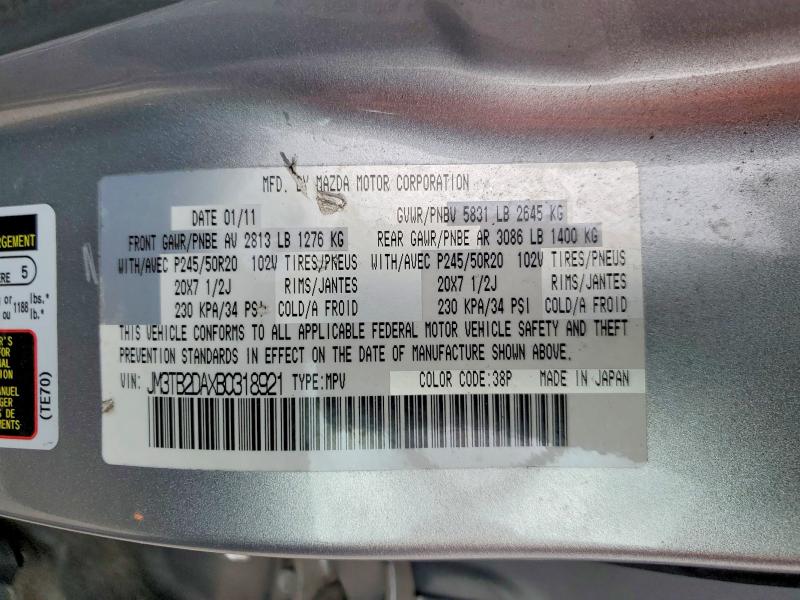 Продажа на аукционе авто 2011 Mazda Cx-9, vin: JM3TB2DAXB0318921, номер лота: 47556206