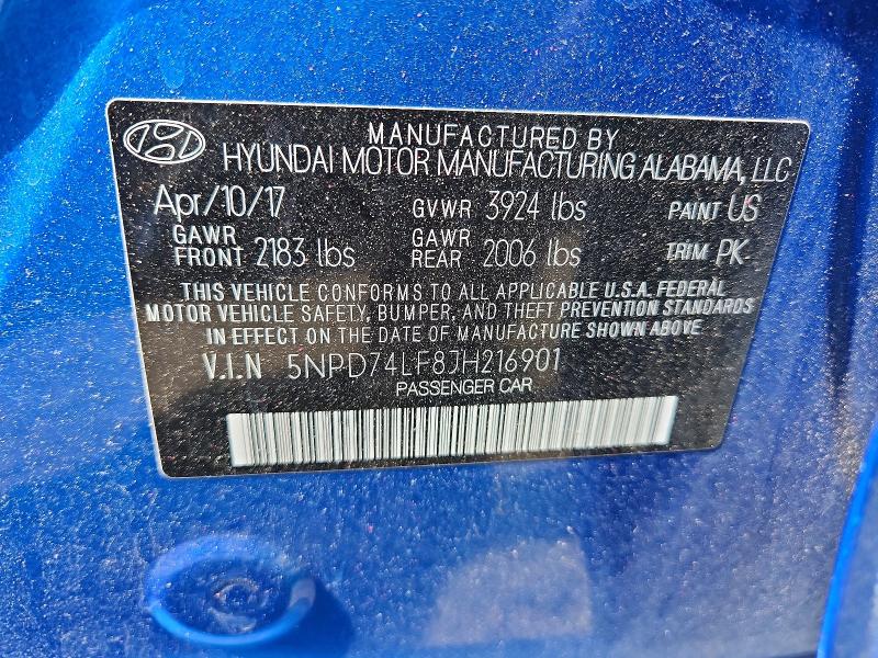 Продажа на аукционе авто 2018 Hyundai Elantra, vin: 5NPD74LF8JH216901, номер лота: 51078526