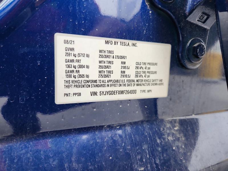 Продажа на аукционе авто 2021 Tesla Model Y, vin: 5YJYGDEFXMF264000, номер лота: 51525396
