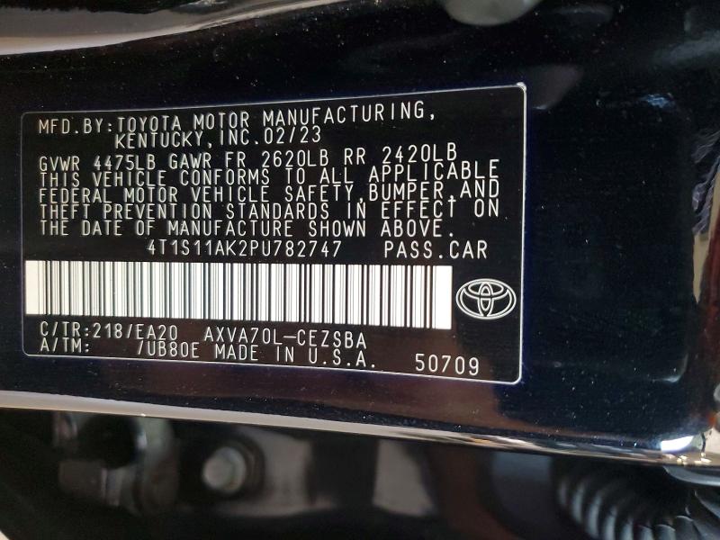 49141986 :رقم المزاد ، 4T1S11AK2PU782747 vin ، 2023 Toyota Camry مزاد بيع