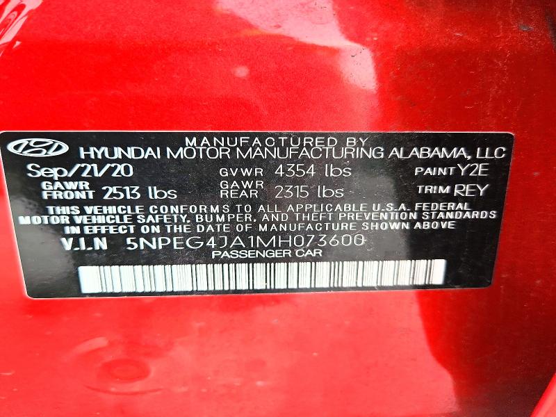 51322926 :رقم المزاد ، 5NPEG4JA1MH073600 vin ، 2021 Hyundai Sonata مزاد بيع