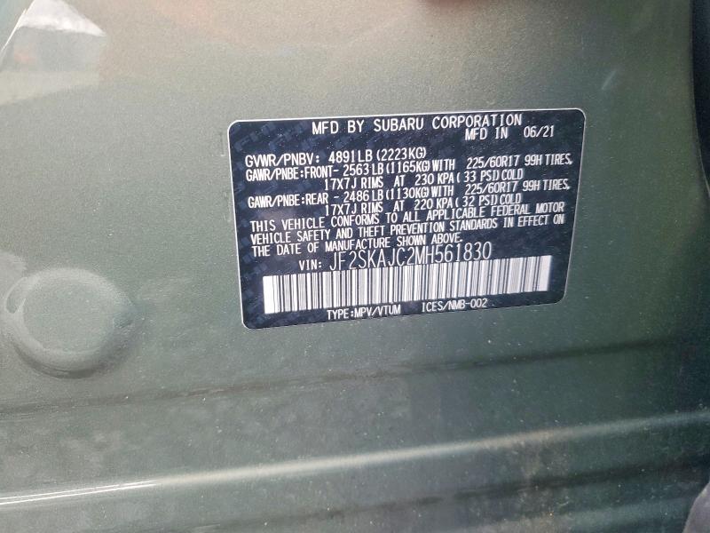 Aukcja sprzedaży 2021 Subaru Forester, vin: JF2SKAJC2MH561830, numer aukcji: 48281546