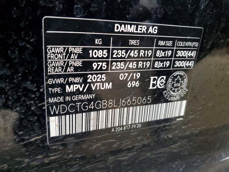 2020 Mercedes-benz Gla მანქანა იყიდება აუქციონზე, vin: WDCTG4GB8LJ665065, აუქციონის ნომერი: 50823466