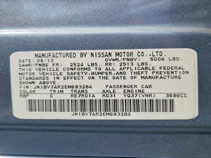 49930456 :رقم المزاد ، JN1BV7AR2EM693284 vin ، 2014 Infiniti Q50 مزاد بيع