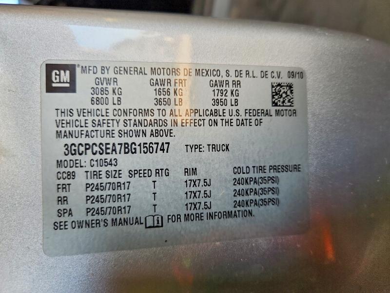 48198116 :رقم المزاد ، 3GCPCSEA7BG156747 vin ، 2011 Chevrolet Silverado مزاد بيع