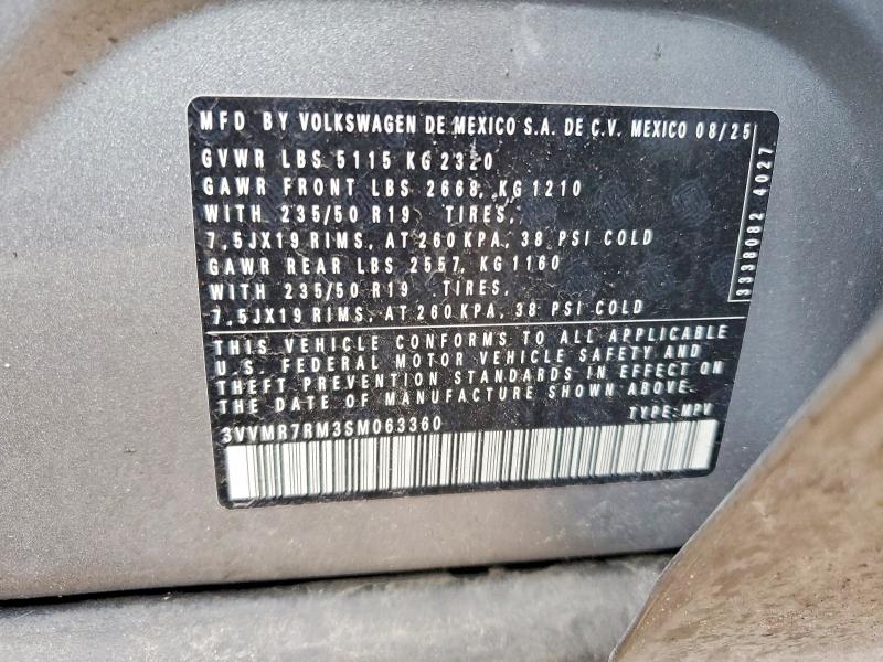 Aukcja sprzedaży 2025 Volkswagen Tiguan, vin: 3VVMR7RM3SM063360, numer aukcji: 51881956