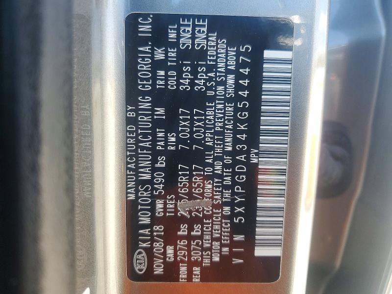 Продаж на аукціоні авто 2019 Kia Sorento, vin: 5XYPGDA34KG544475, номер лоту: 49118266