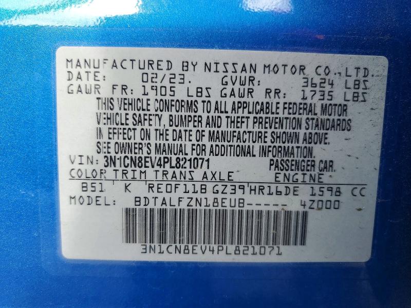 Продаж на аукціоні авто 2023 Nissan Versa, vin: 3N1CN8EV4PL821071, номер лоту: 50852606