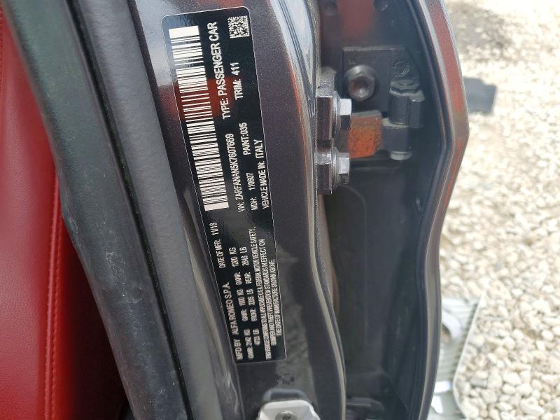 48656666 :رقم المزاد ، ZARFANAN5K7607669 vin ، 2019 Alfa Romeo Giulia مزاد بيع