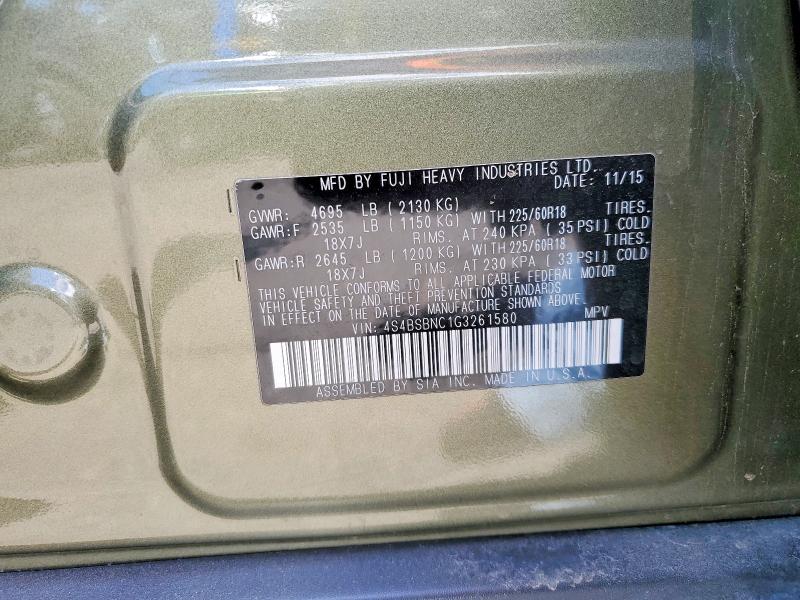 Продажа на аукционе авто 2016 Subaru Outback, vin: 4S4BSBNC1G3261580, номер лота: 51585386