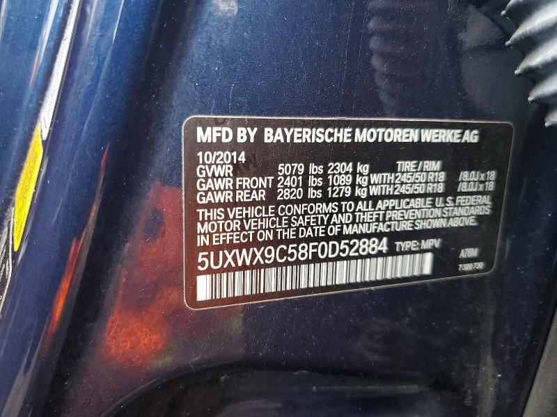 48440236 :رقم المزاد ، 5UXWX9C58F0D52884 vin ، 2015 Bmw X3 مزاد بيع