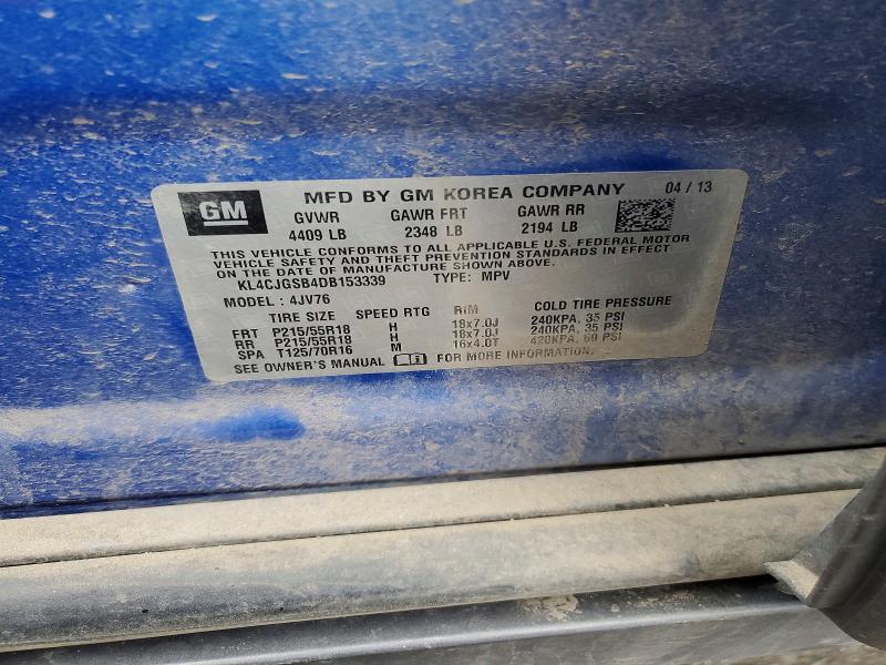 2013 Buick Encore მანქანა იყიდება აუქციონზე, vin: KL4CJGSB4DB153339, აუქციონის ნომერი: 50281216