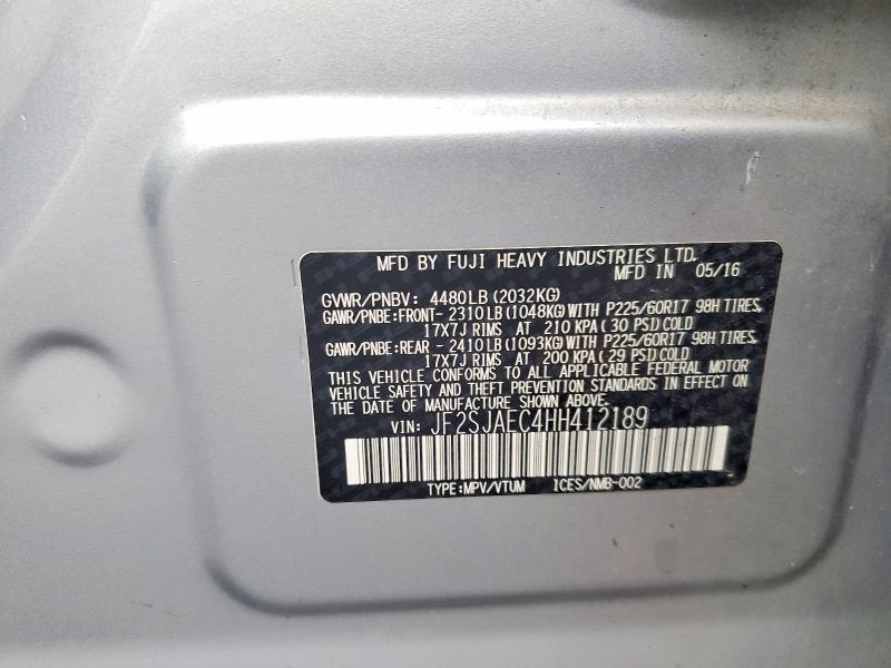 50586026 :رقم المزاد ، JF2SJAEC4HH412189 vin ، 2017 Subaru Forester مزاد بيع