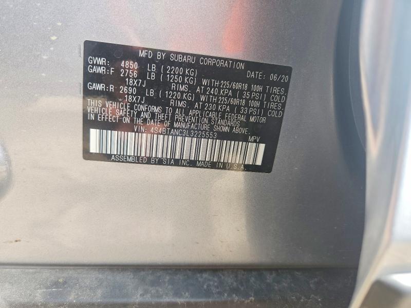 2020 Subaru Outback მანქანა იყიდება აუქციონზე, vin: 4S4BTANC3L3225553, აუქციონის ნომერი: 50905526