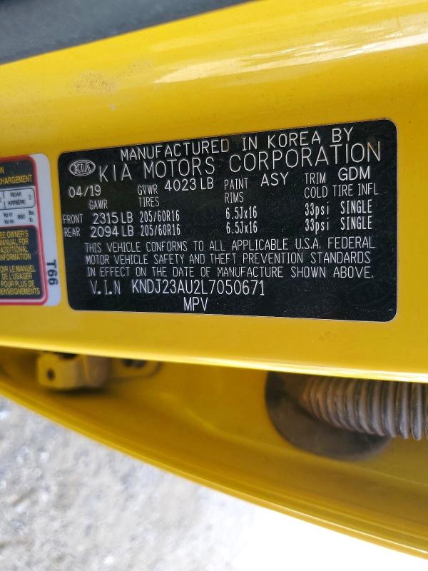 49630436 :رقم المزاد ، KNDJ23AU2L7050671 vin ، 2020 Kia Soul مزاد بيع