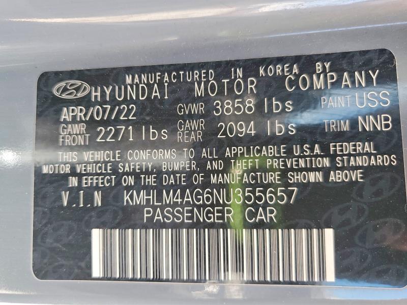 Aukcja sprzedaży 2022 Hyundai Elantra, vin: KMHLM4AG6NU355657, numer aukcji: 49508106