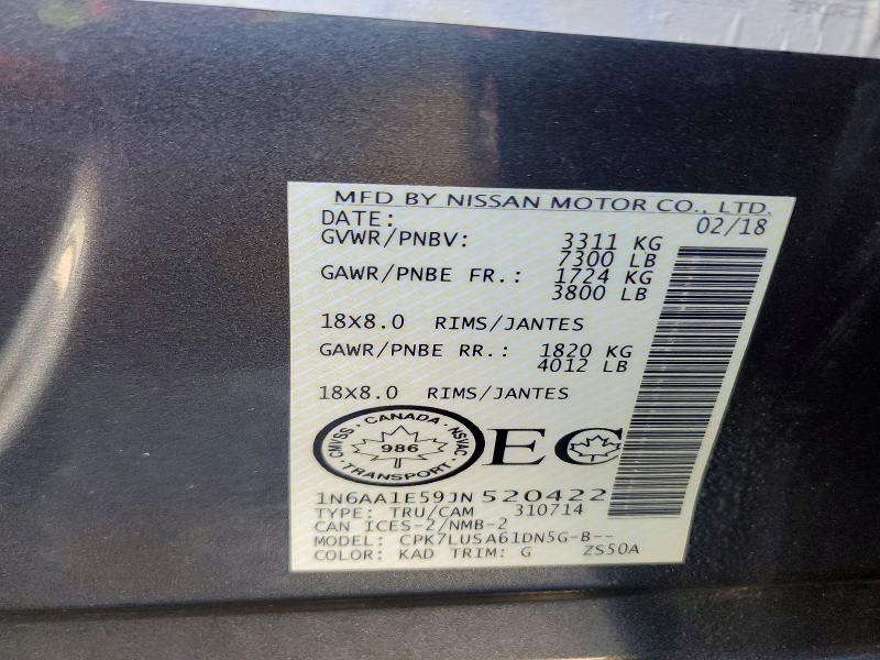 Aukcja sprzedaży 2018 Nissan Titan, vin: 1N6AA1E59JN520422, numer aukcji: 49578006
