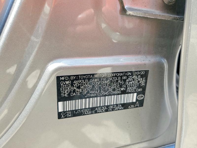 Aukcja sprzedaży 2021 Lexus Is, vin: JTHAA1D25M5109886, numer aukcji: 51448166