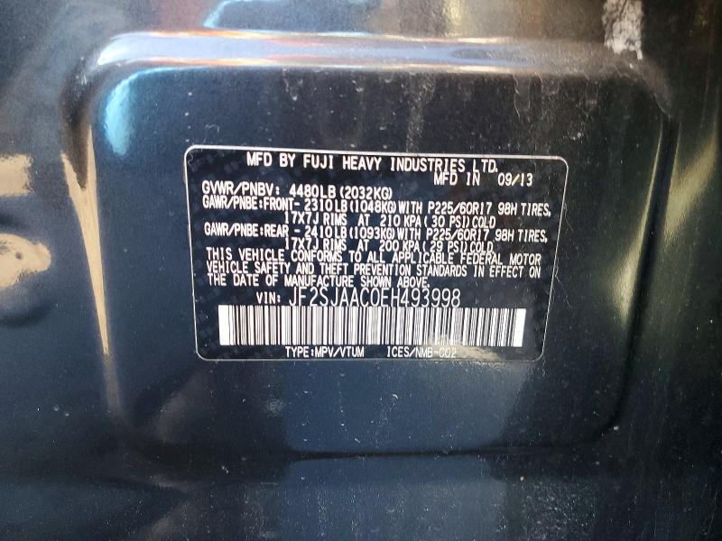50574486 :رقم المزاد ، JF2SJAAC0EH493998 vin ، 2014 Subaru Forester مزاد بيع