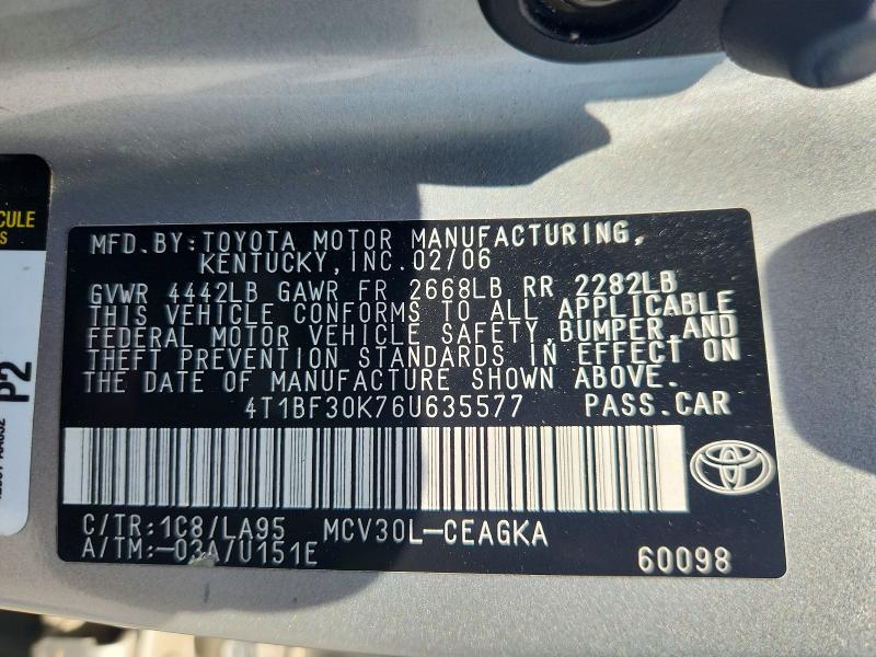 48543266 :رقم المزاد ، 4T1BF30K76U635577 vin ، 2006 Toyota Camry مزاد بيع