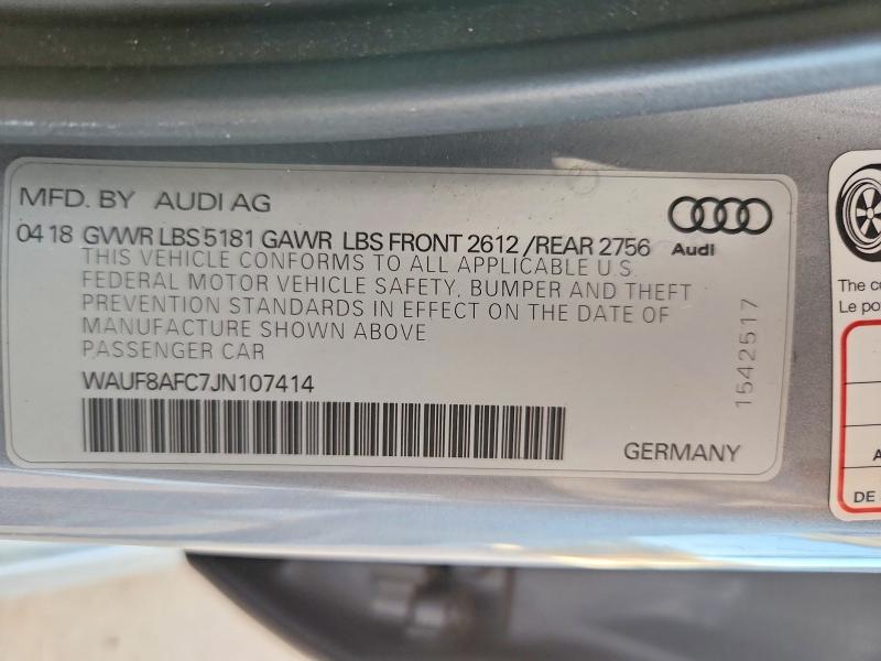 2018 Audi A6 მანქანა იყიდება აუქციონზე, vin: WAUF8AFC7JN107414, აუქციონის ნომერი: 49893326