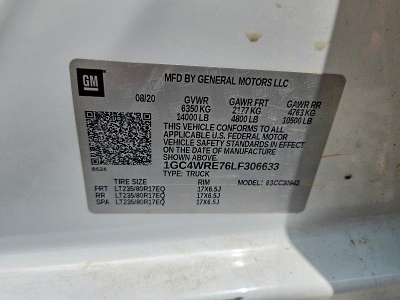 2020 Chevrolet Silverado მანქანა იყიდება აუქციონზე, vin: 1GC4WRE76LF306633, აუქციონის ნომერი: 49975846