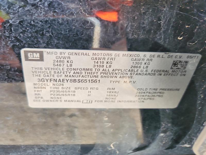 50176096 :رقم المزاد ، 3GYFNAEY8BS651561 vin ، 2011 Cadillac Srx مزاد بيع