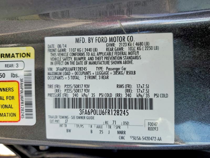 2015 Ford Fusion მანქანა იყიდება აუქციონზე, vin: 3FA6P0LU6FR128245, აუქციონის ნომერი: 48699806