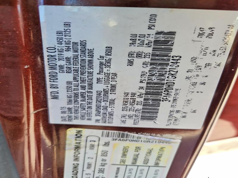 Aukcja sprzedaży 2016 Ford Fusion, vin: 3FA6P0HD1GR210443, numer aukcji: 50651146