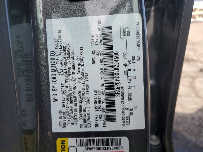 50136006 :رقم المزاد ، 3FA6P0HDXLR254600 vin ، 2020 Ford Fusion مزاد بيع
