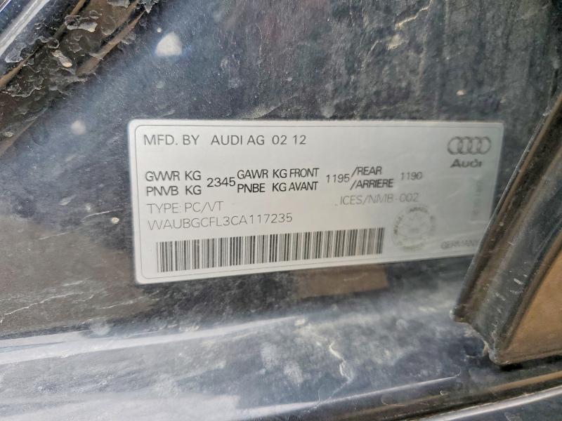 51172916 :رقم المزاد ، WAUBGCFL3CA117235 vin ، 2012 Audi S4 مزاد بيع