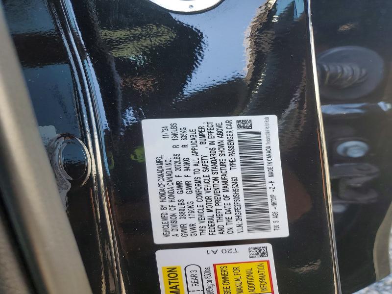 50187336 :رقم المزاد ، 2HGFE2F50SH552463 vin ، 2025 Honda Civic مزاد بيع
