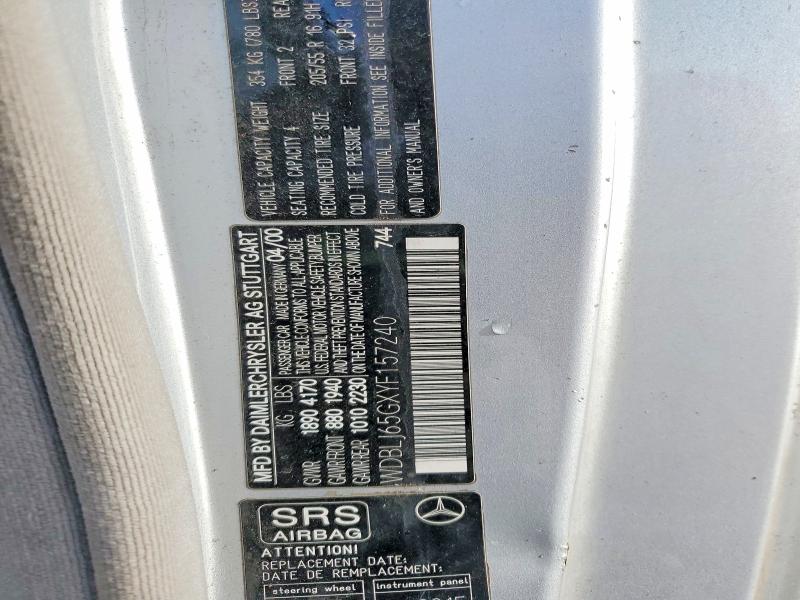 48848726 :رقم المزاد ، WDBLJ65GXYF157240 vin ، 2000 Mercedes-benz Clk مزاد بيع