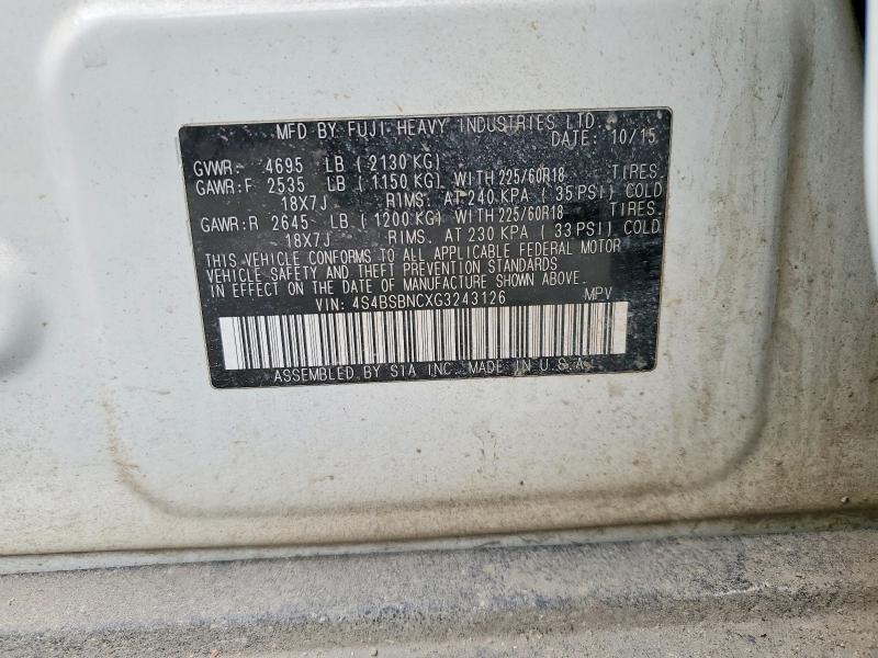 49269546 :رقم المزاد ، 4S4BSBNCXG3243126 vin ، 2016 Subaru Outback مزاد بيع