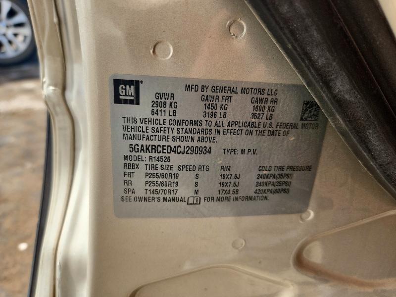 Aukcja sprzedaży 2012 Buick Enclave, vin: 5GAKRCED4CJ290934, numer aukcji: 52060476