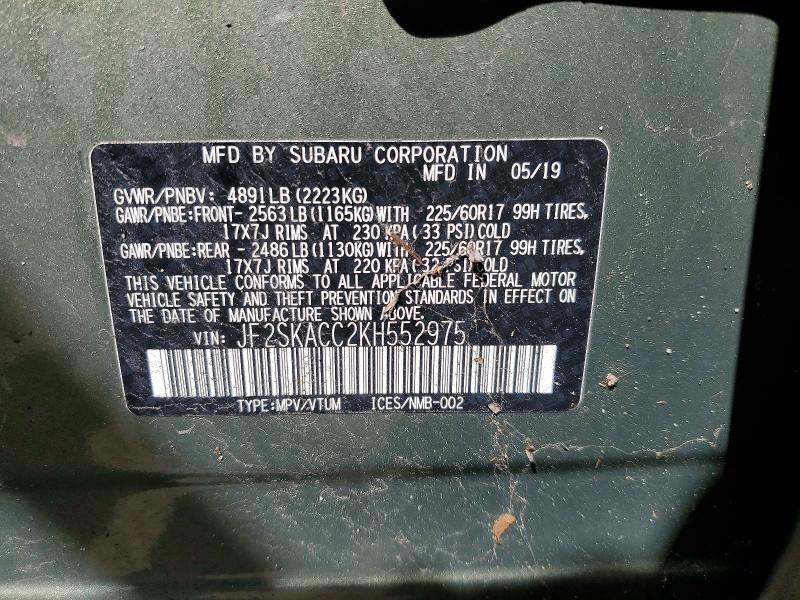 Aukcja sprzedaży 2019 Subaru Forester, vin: JF2SKACC2KH552975, numer aukcji: 49032046