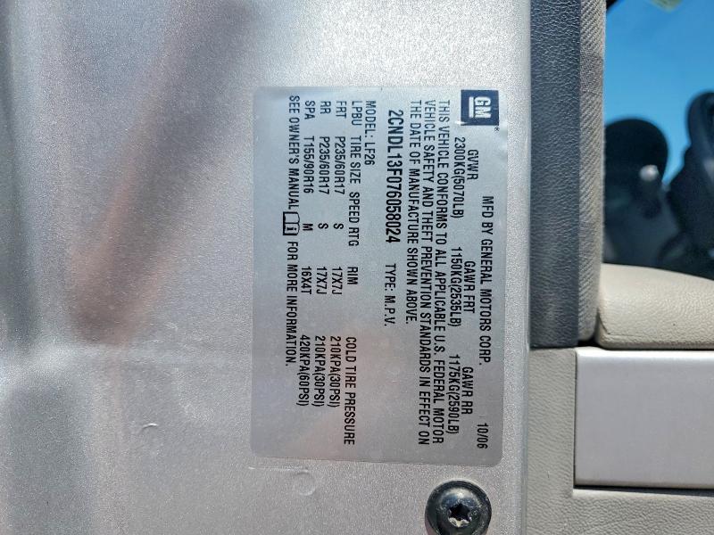 Продажа на аукционе авто 2007 Chevrolet Equinox, vin: 2CNDL13F076058024, номер лота: 50600056